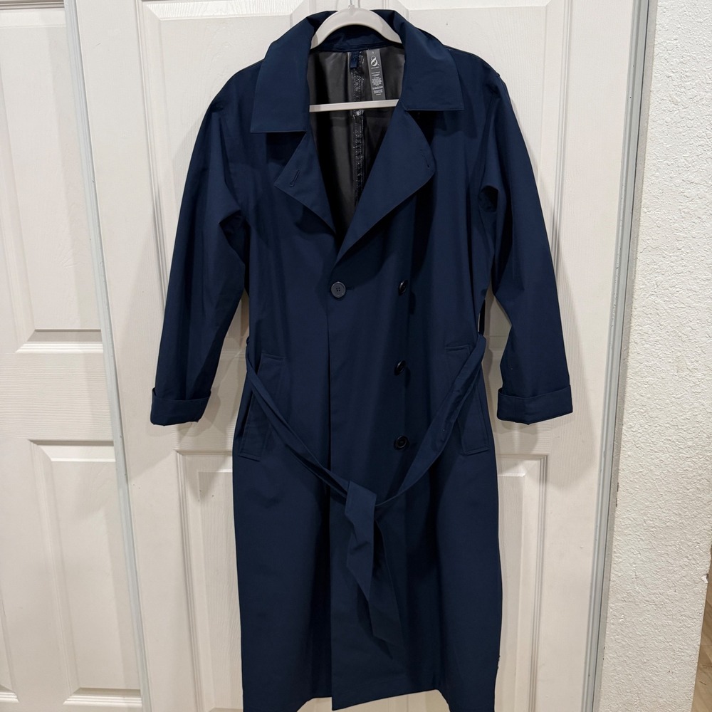Lou & Grey Navy Blue Double Breasted Trench Coat S 750936 WI24